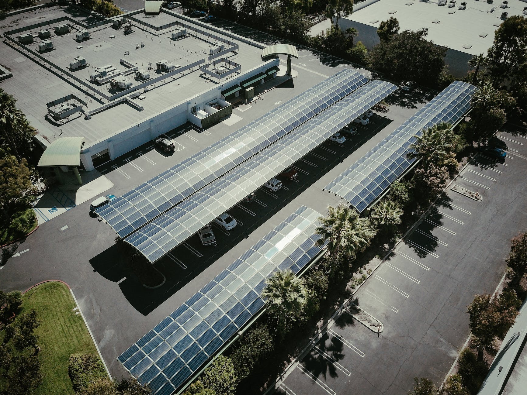 aerial footage of solar panels